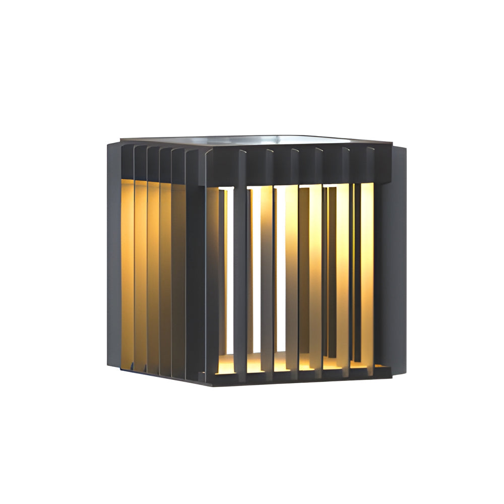 Black Square Pier-Mount Exterior Post Light Garden Wired Solar Pillar Light, Outdoor Wall Light, detail 9