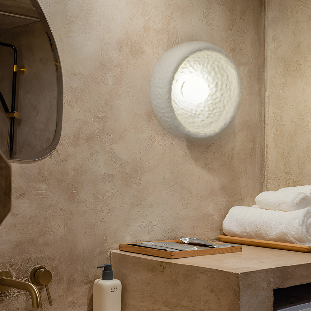 Japanese White Circular 1-Light Wall Light, 3 Sizes, Hardwired Wall Sconce, detail 2