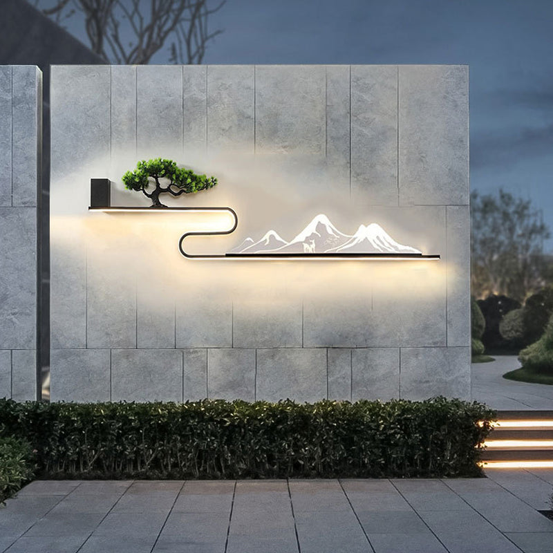 Mountain Scenery Waterproof LED Contemporary Exterior Wall Fixtures with External Battery, Outdoor Wall Light, detail 4
