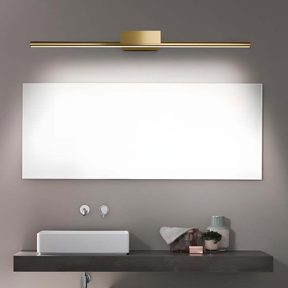 Brushed Brass Linear LED Vanity Fixture with Slim Cylinder Design for Bathrooms, Bathroom Vanity Light, 15.7"