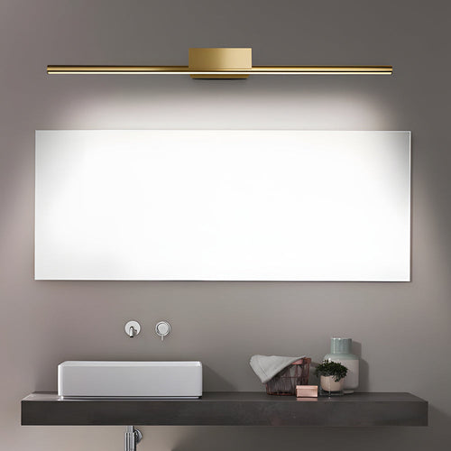 Brushed Brass Linear LED Vanity Fixture with Slim Cylinder Design for Bathrooms, Bathroom Vanity Light, 15.7"