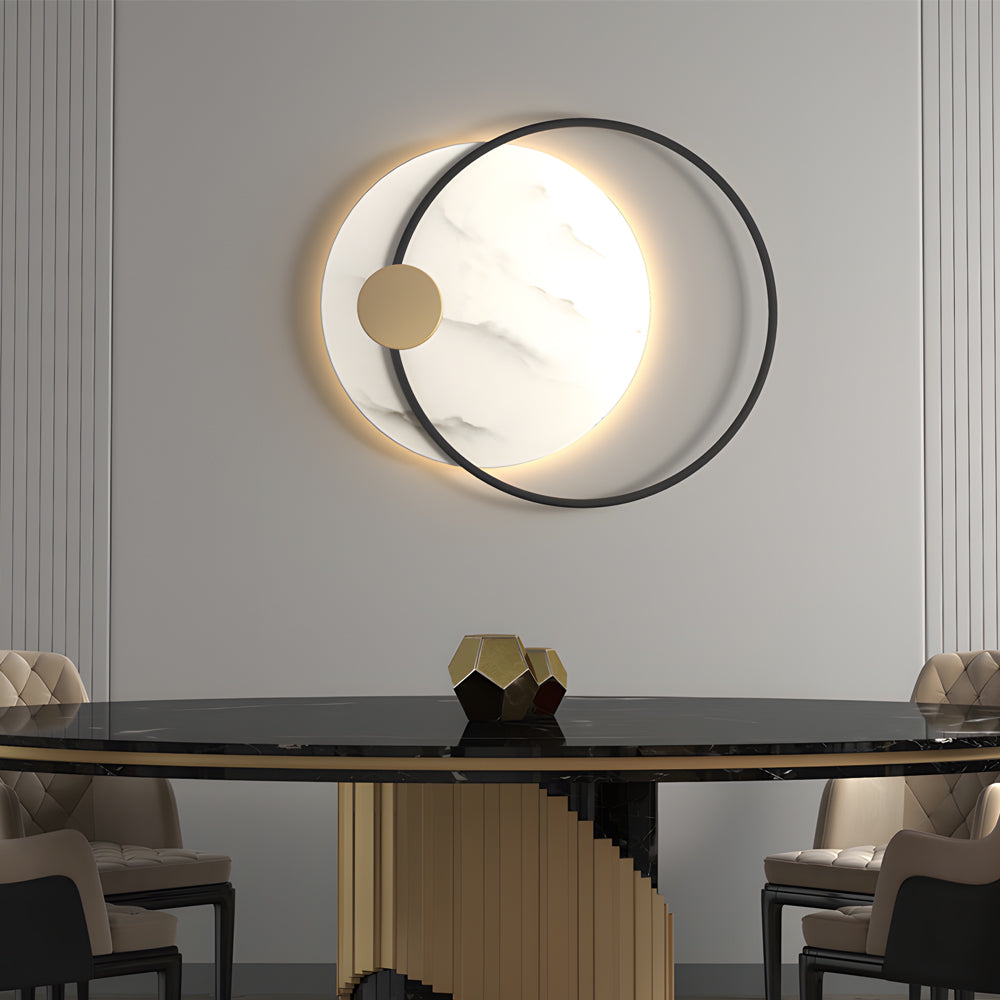 Dia 13''/26'' Circular Marble Decorative LED Wall Fixtures for Home, Hardwired Wall Sconce, detail 2