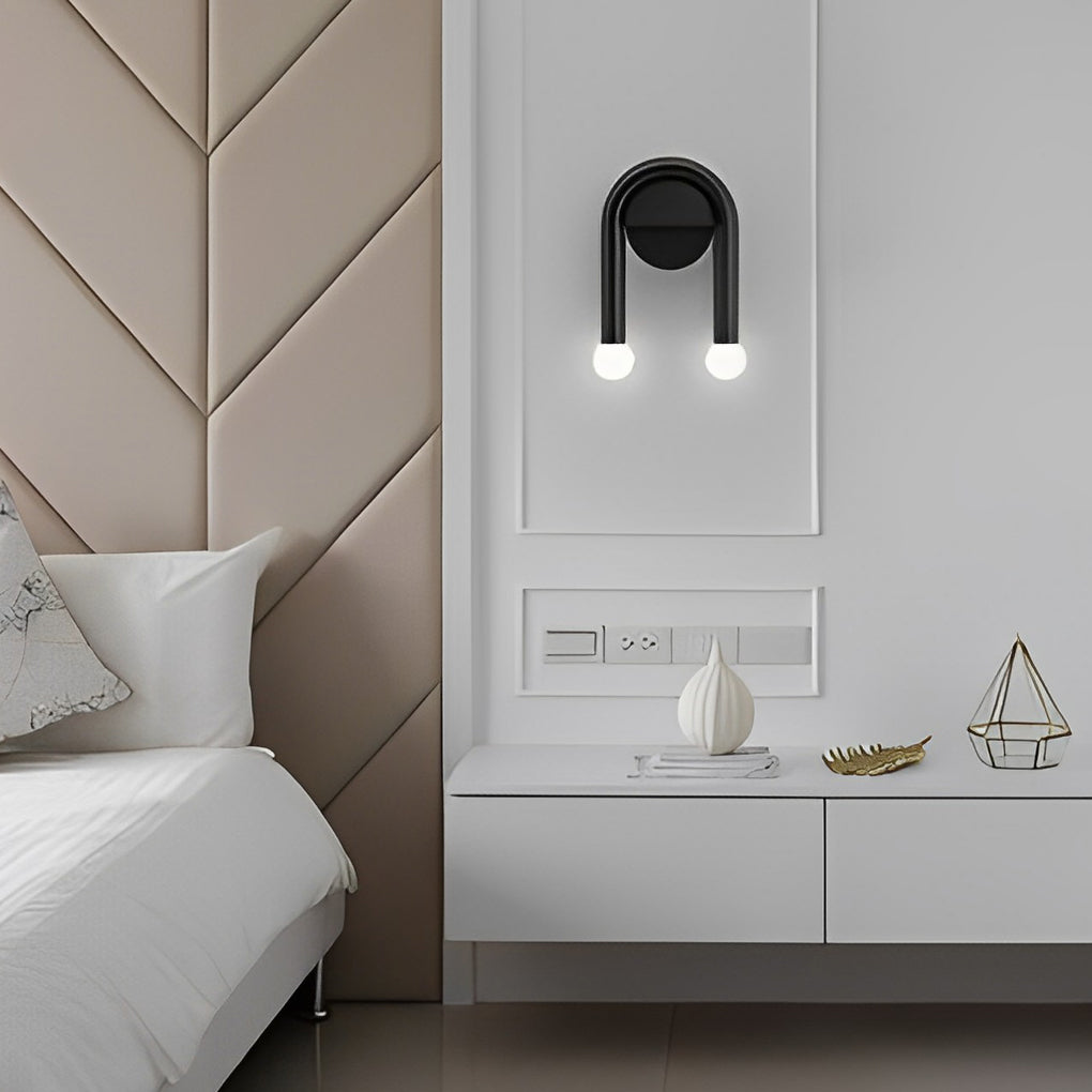 Creative 2 Lights Black Nordic Wall Light Decorative Wall Fixtures Lighting, Bedroom Wall Sconce, detail 4