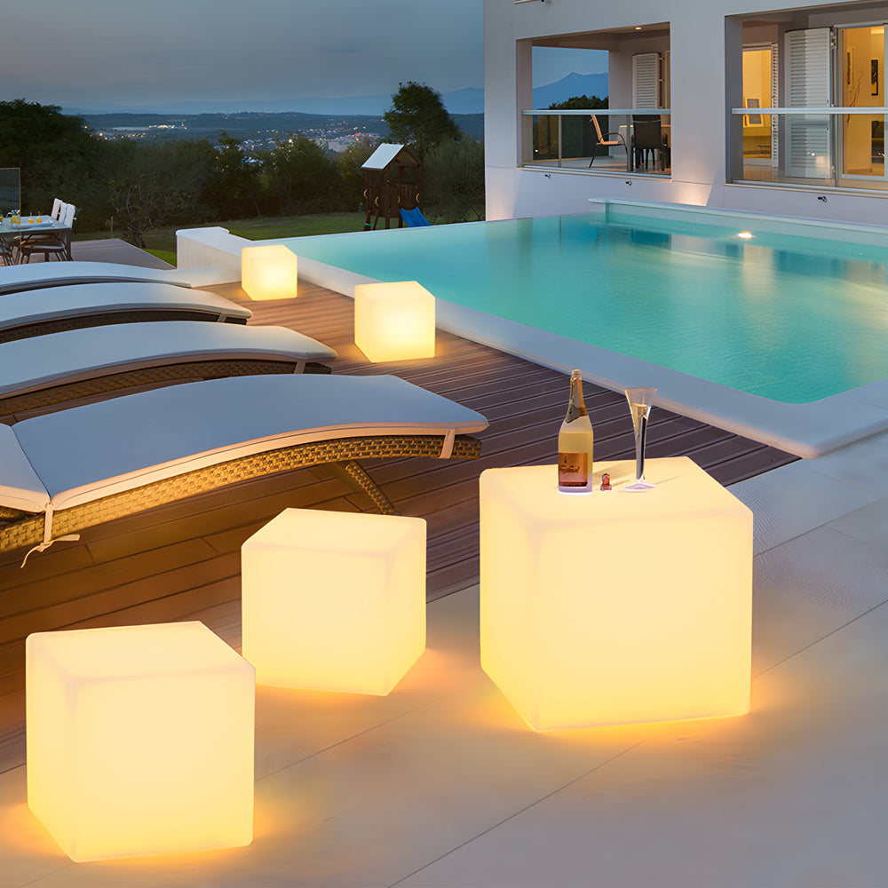 Waterproof Luminous Square Cubes LED White USB Solar Exterior Floor Light, Outdoor Wall Light, detail 5
