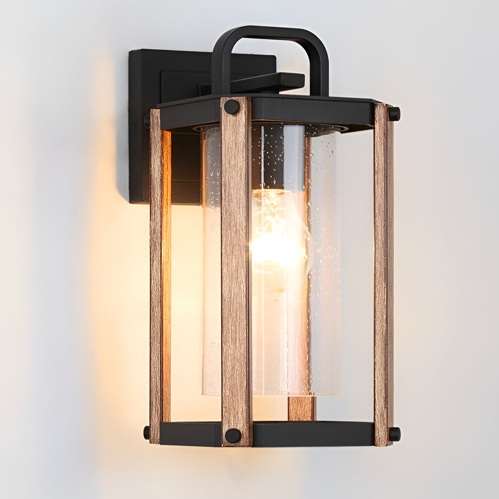 Lantern Shaped Waterproof Glass Black Industrial Exterior Wall Light Lighting, Outdoor Wall Light, detail 7
