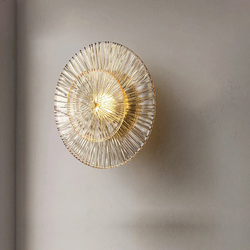 Contemporary Glass Wall Light - Diameter 13.7 inches Glass, Bathroom Wall Sconce, detail 2