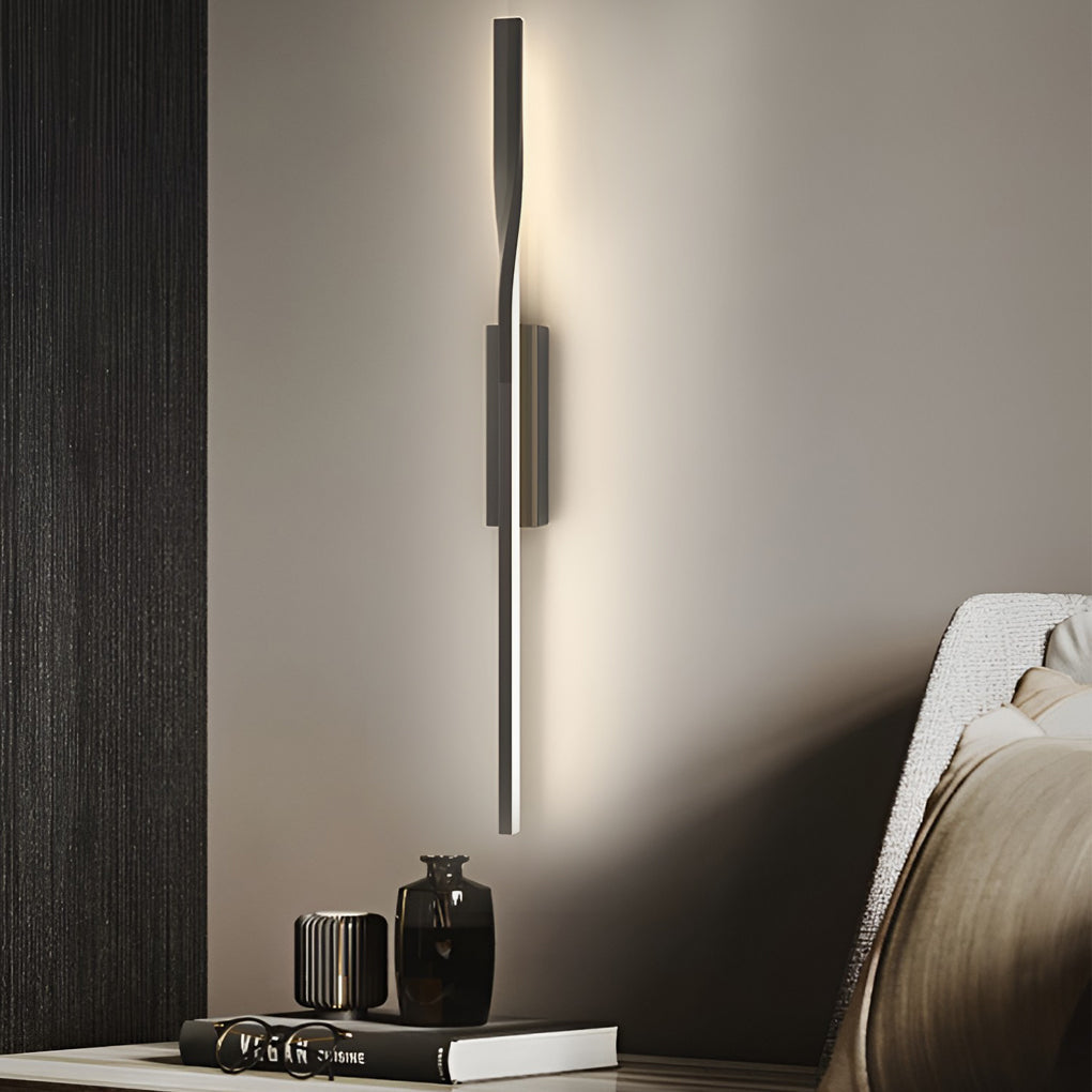Creative Linear Strip LED Black Nordic Wall Light, Bedroom Wall Sconce, detail 4