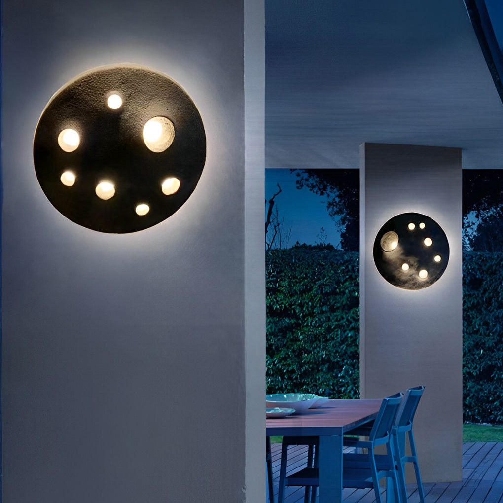 Circular Creative Cement Lunar Crater Waterproof LED Exterior Wall Light, Outdoor Wall Light, detail 4