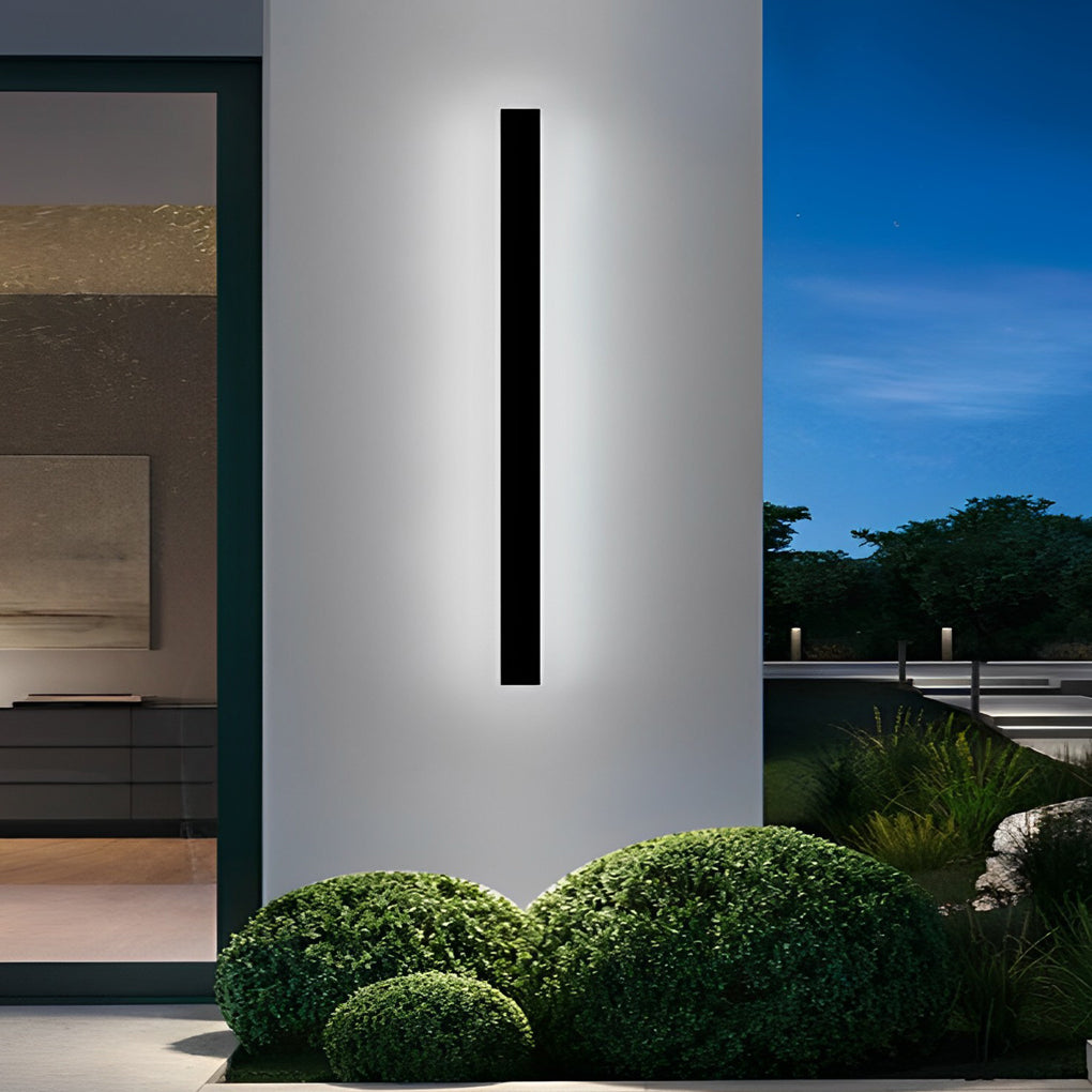 Clean-Lined Long Strip LED Waterproof Black Contemporary Solar Wall Light, Wall Sconce, detail 3