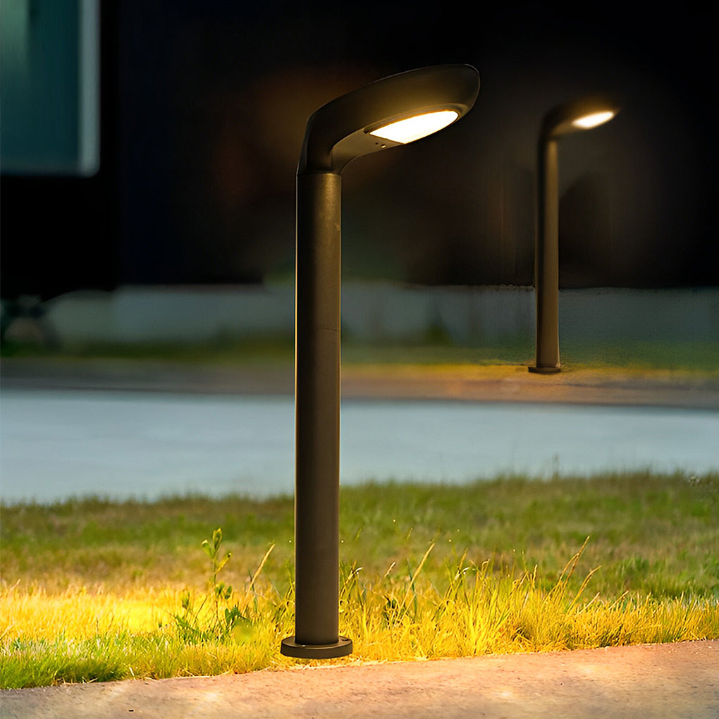 Clean-Lined Waterproof LED Black Contemporary Solar Powered Lawn Lights Garden Lamp, Outdoor Wall Light, Aluminum, 15"