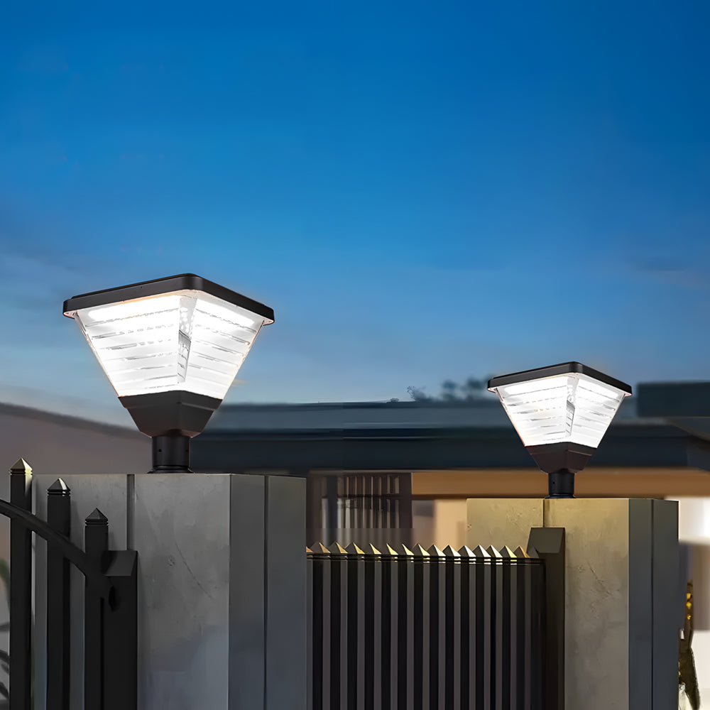 Modern 17.9-Inch Black Square Solar LED Pier Mount Post Light, Outdoor Wall Light, detail 3