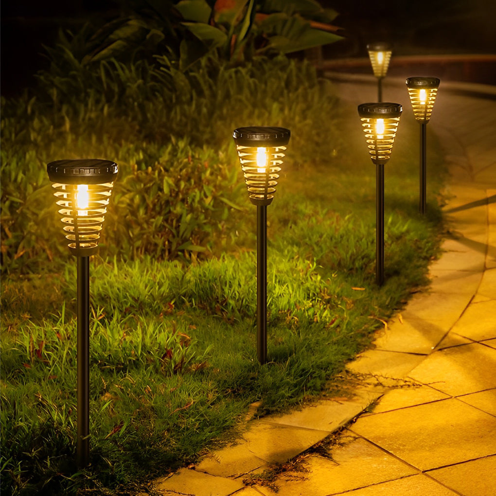 Circular Intelligent LED IP65 Waterproof Black Contemporary Solar Garden Lights, Outdoor Wall Light, ABS+PC, H 25.6in