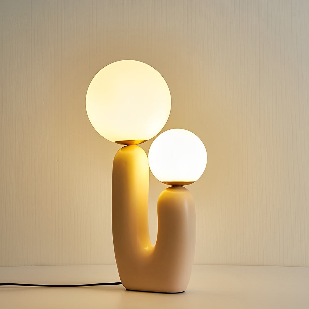2-Light Contemporary Beige Cactus LED Accent Table Light, Bedside Table Lamp, detail 6