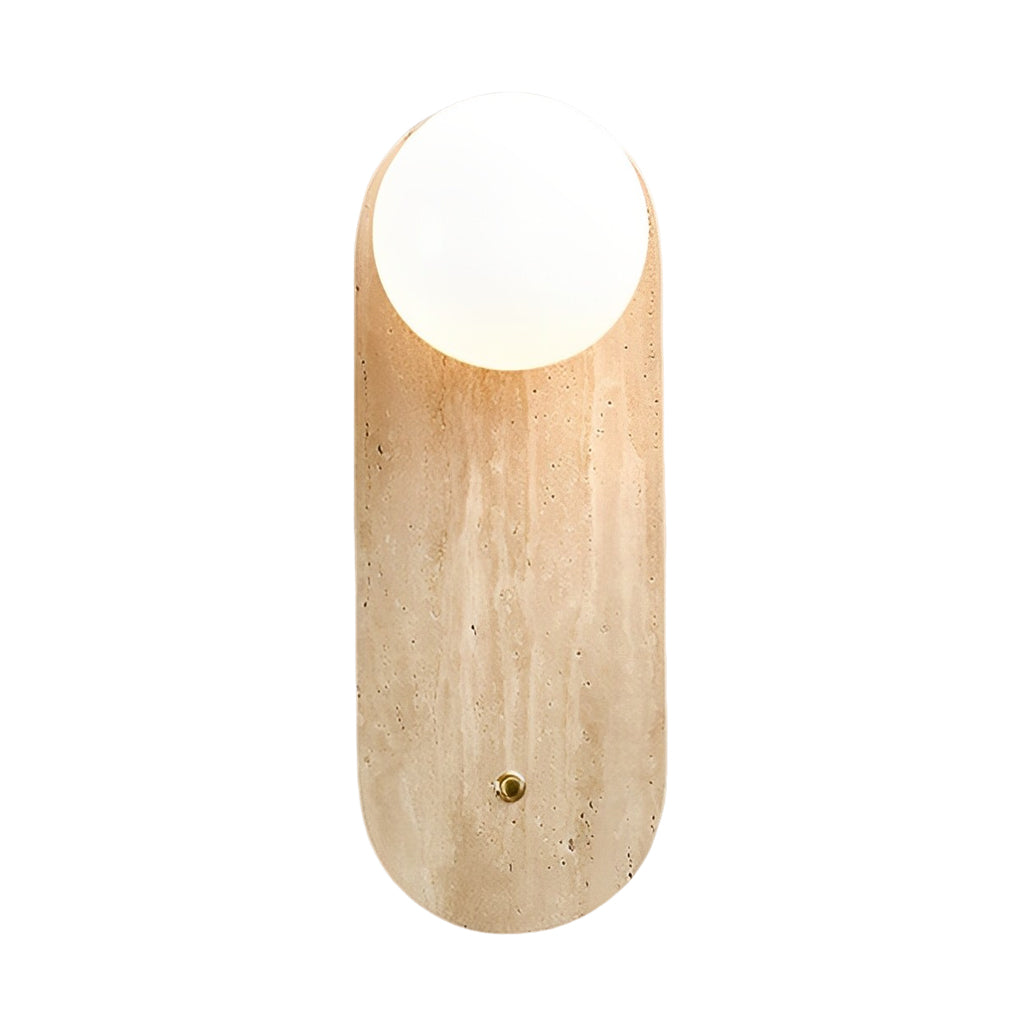Circular Long Yellow Travertine LED Wabi-sabi Japanese Style Wall Fixtures Fixture, Hardwired Wall Sconce, detail 8