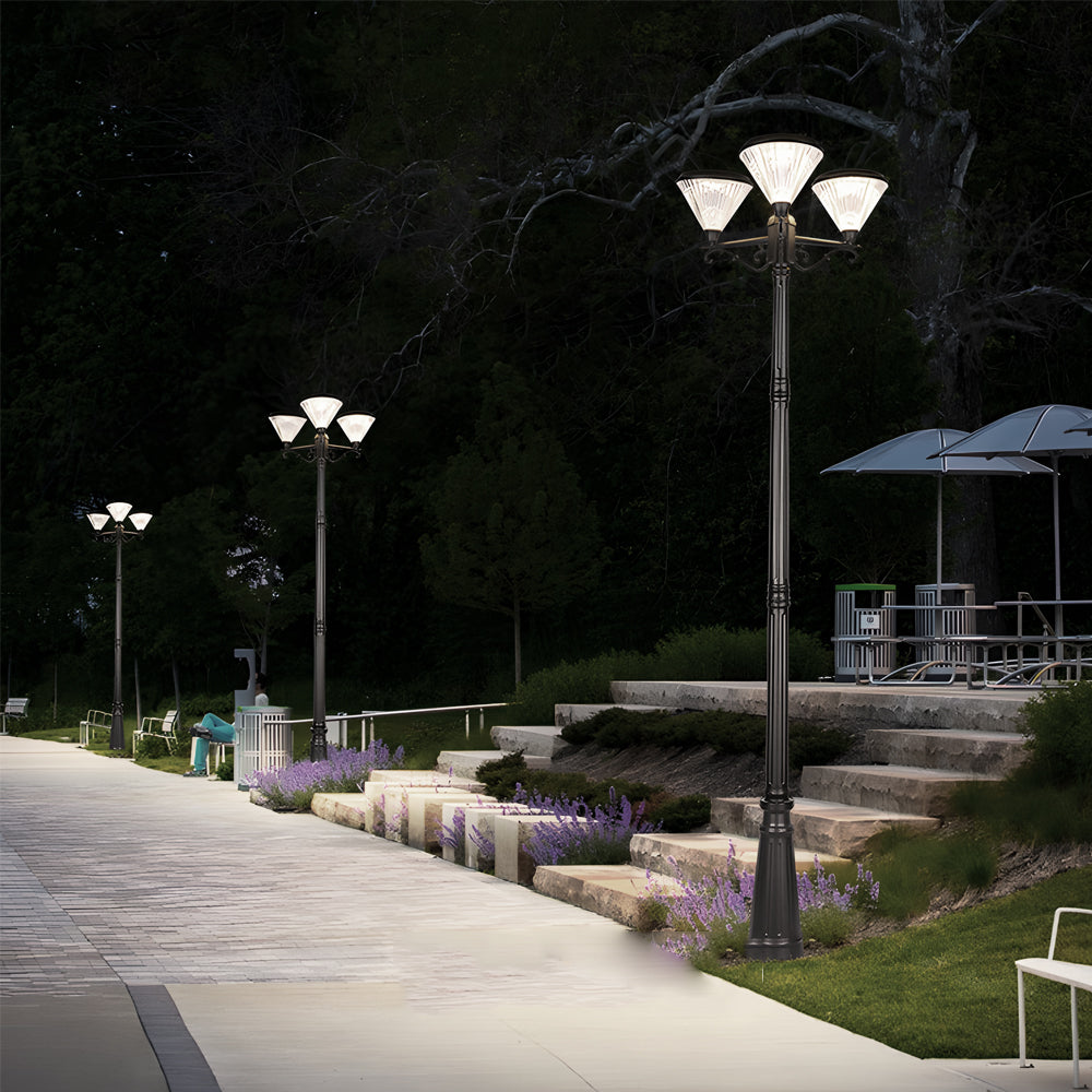 102-Inch Black Exterior Street Light with 3-Light Post Lamp and Pole, Outdoor Wall Light, detail 3