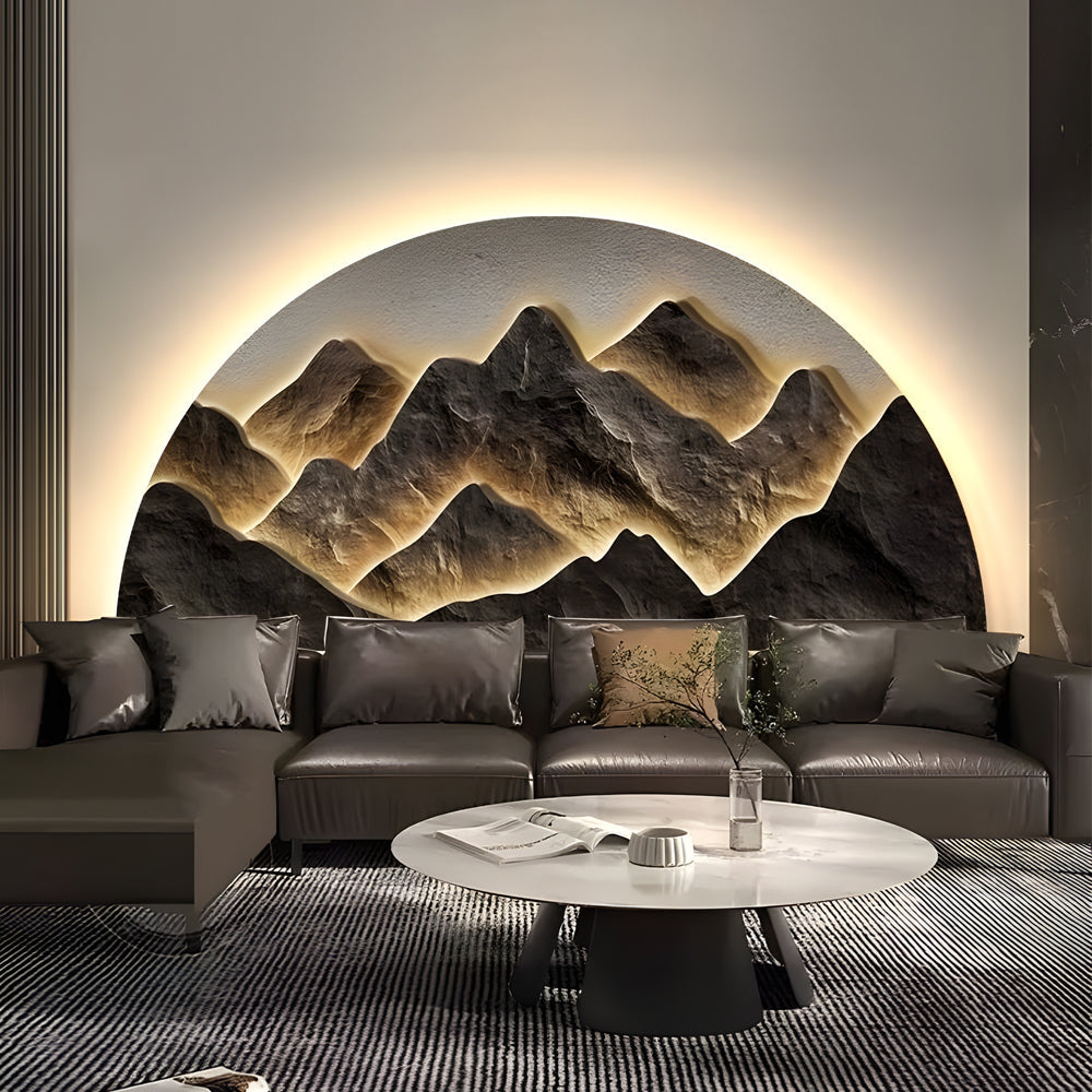 Ceramic Semicircular LED Lighting Wall Decorative Painting, Bedroom Wall Sconce, DIMENSIONS 15.7"