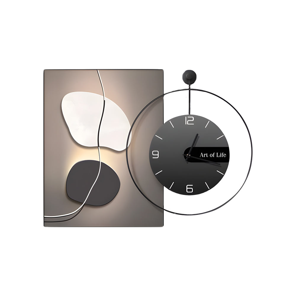 Glass Geometric Silent Wall Clock Canvas Painting Wall Art Decor, Plug-In Wall Sconce, detail 11