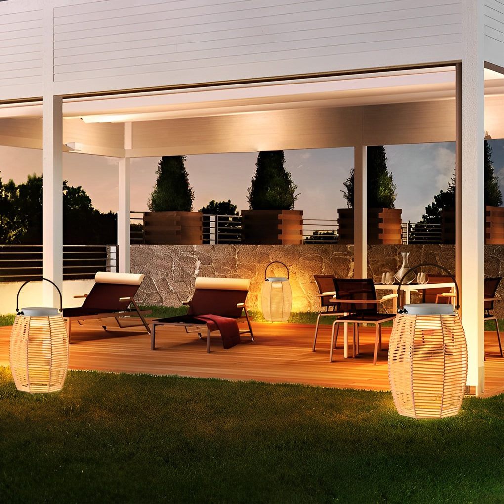 Portable Rattan LED Waterproof Solar Powered Exterior Lantern Lights, Outdoor Wall Light, detail 2