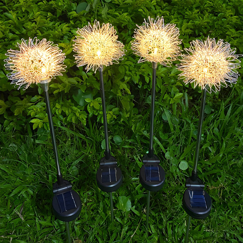 Stainless Steel 2PCS Aluminum Dandelions Flowers Decor Waterproof LED Solar Lawn Light, Night Light, detail 2