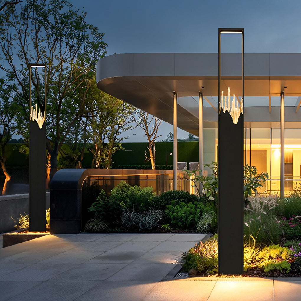 Box Glass Mountain Scenery Black Contemporary Exterior Pathway Lights, Outdoor Wall Light, detail 5