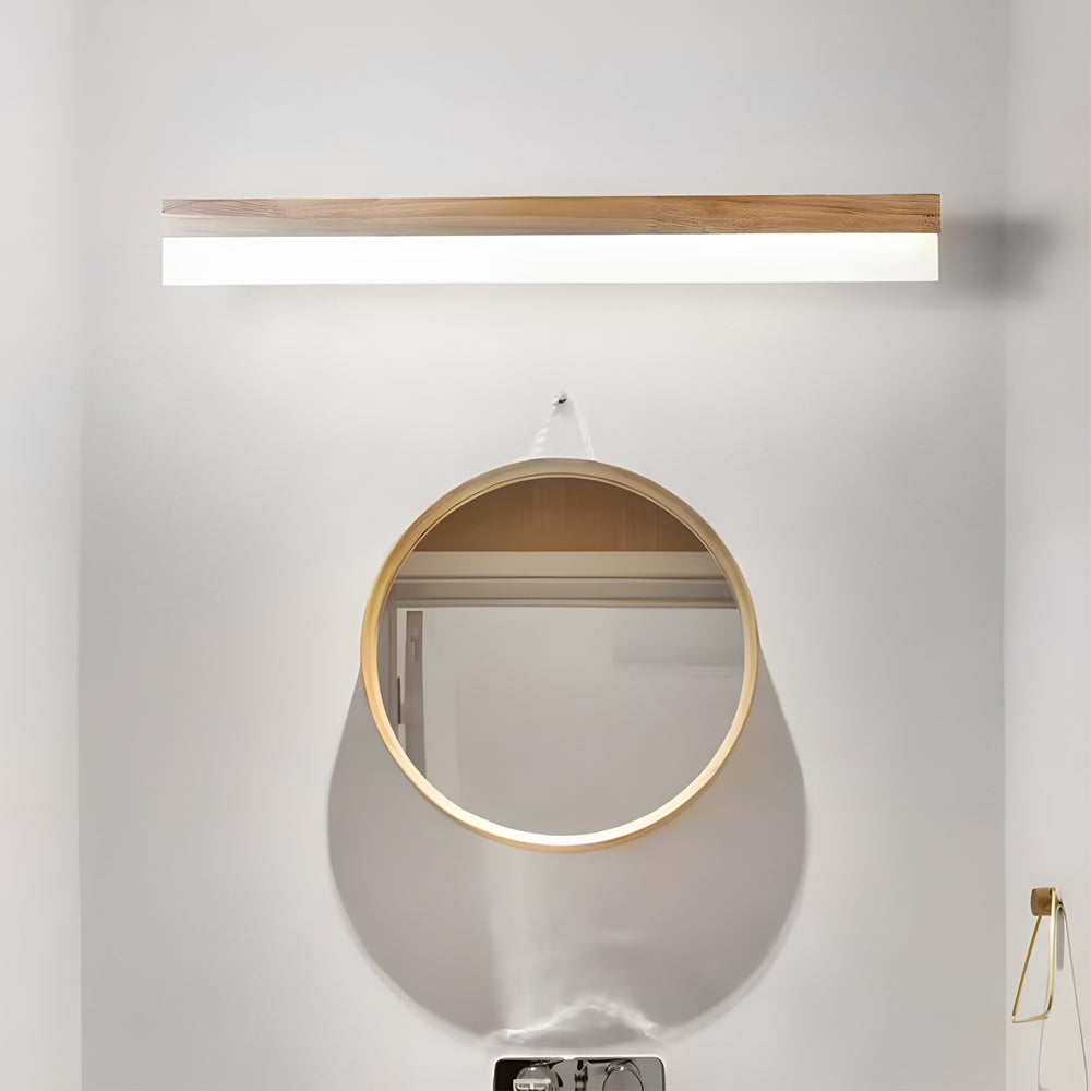 Natural Wooden LED Bathroom Vanity Fixture with Plastic Shade Mirror Lighting Fixture, Bathroom Vanity Light, detail 4