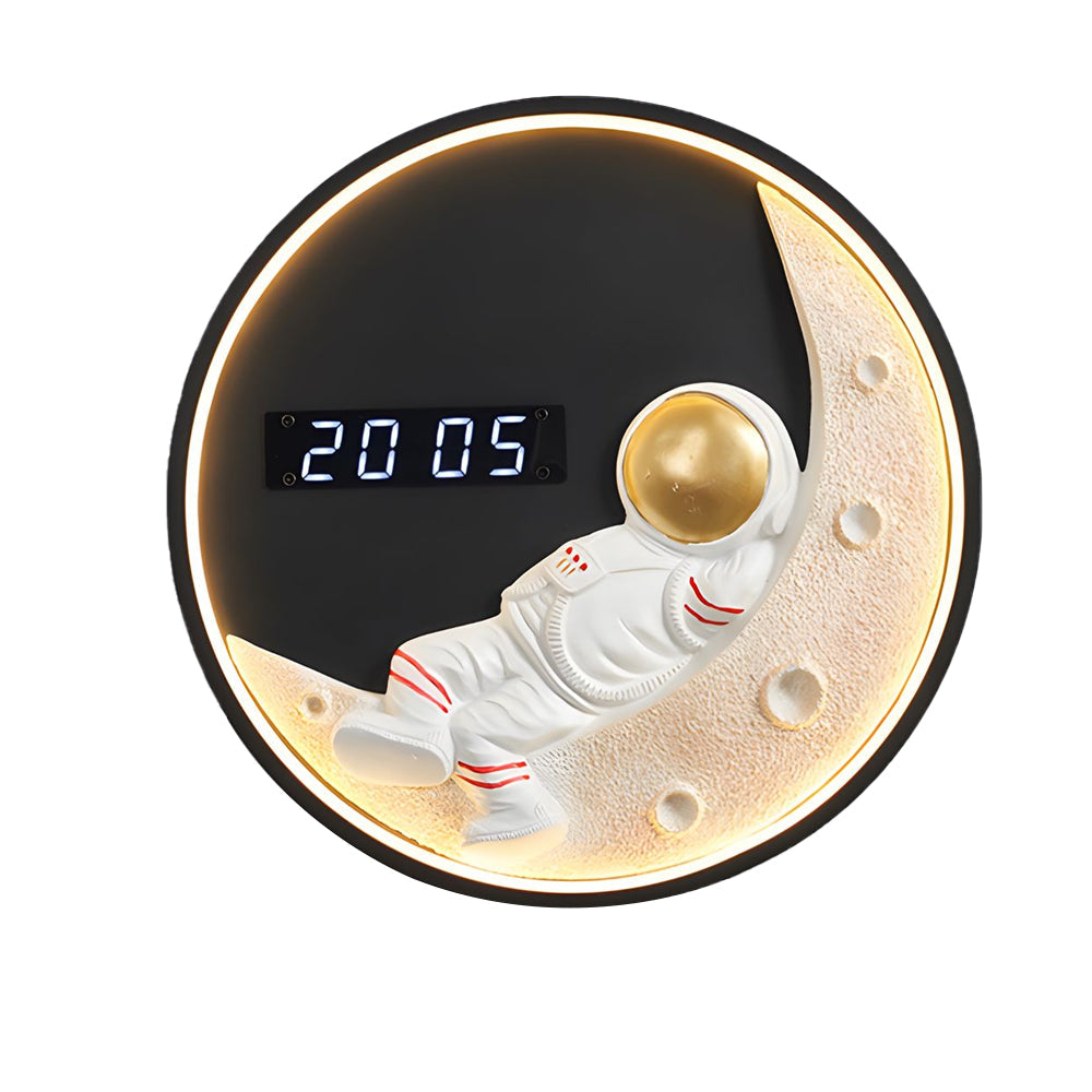Moon LED Wall Light Wall Digital Clock Astronaut Decor 3 Color Wall Light, Hardwired Wall Sconce, detail 9