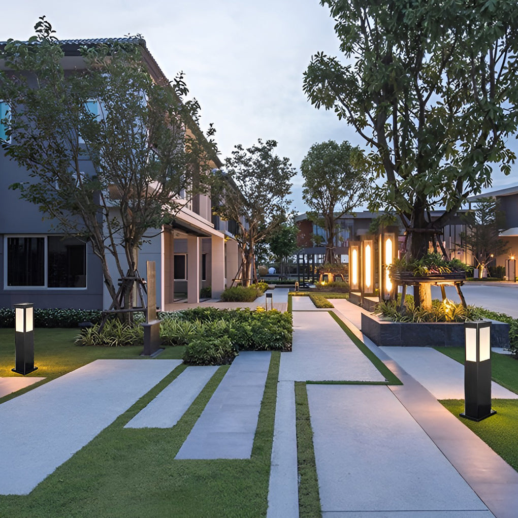 Industrial-Style Square LED Solar Landscape Lighting Waterproof Exterior Pathway Lights with Remote Control, Outdoor Wall Light, detail 4