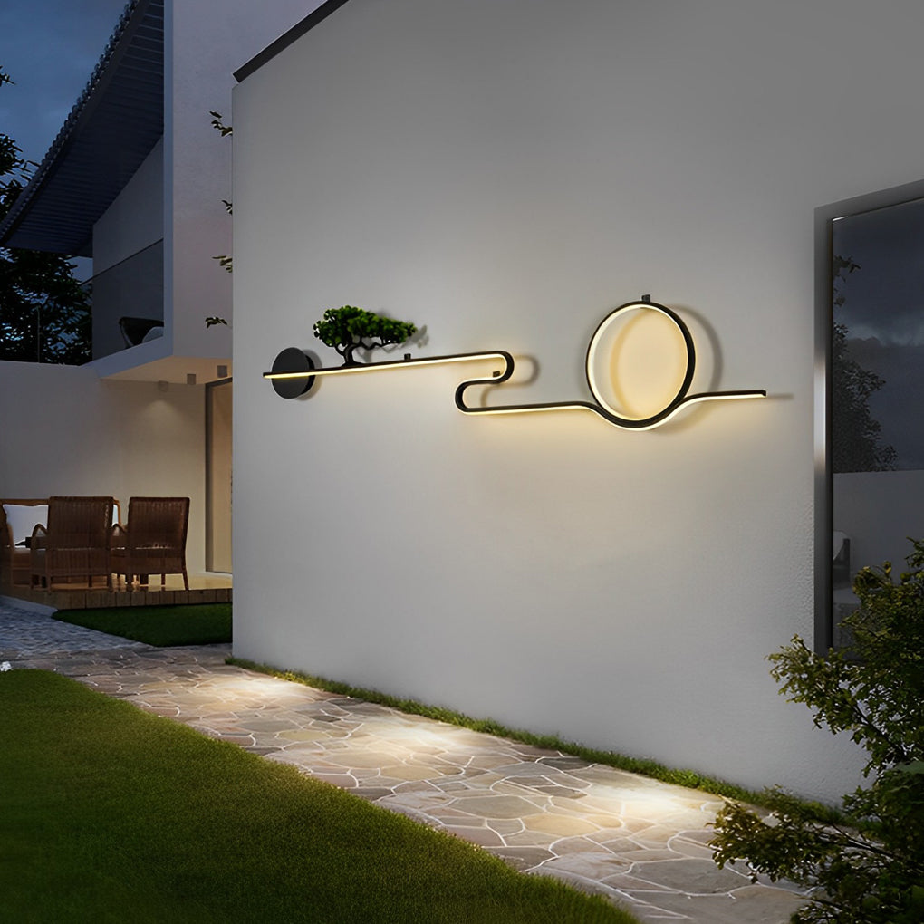 Moon Tree Scenery Waterproof LED Black Retro Exterior Wall Fixtures Sconces, Outdoor Wall Light, detail 4
