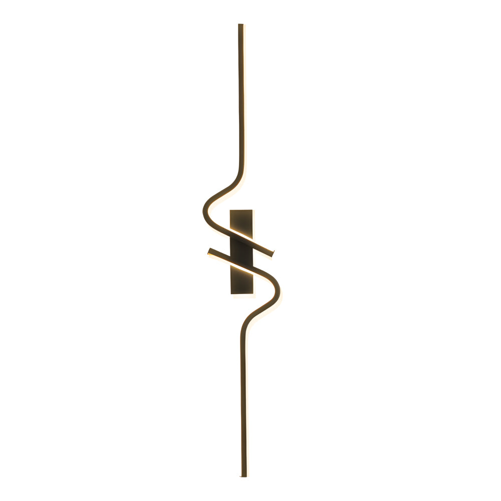 Clean-Lined Long Wave Aluminum Black Decorative LED Wall Light, Hardwired Wall Sconce, detail 9