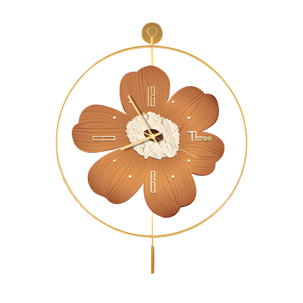 Circular Metal Battery Operated LED Flower Wall Clock, Plug-In Wall Sconce, detail 9