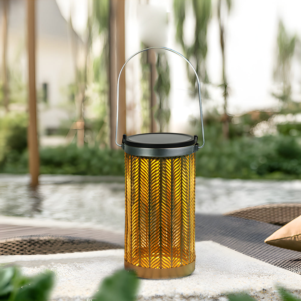 7.3-Inch H Metal Cutout Solar Portable Suspended Lantern, Bedside Table Lamp, detail 3