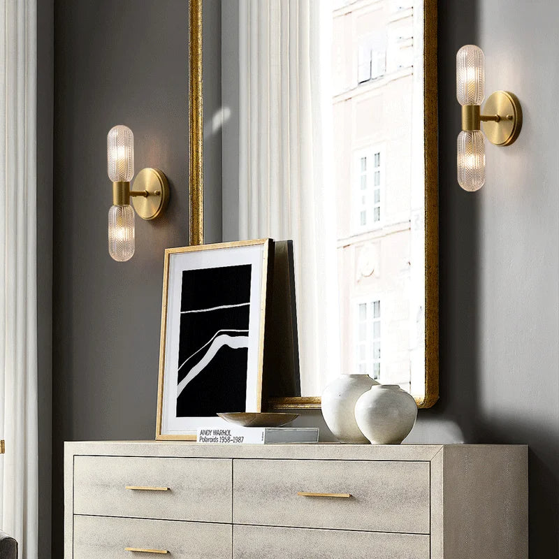 Palermo 12" Brass Wall Light Wall Light, Bathroom Wall Sconce, detail 3