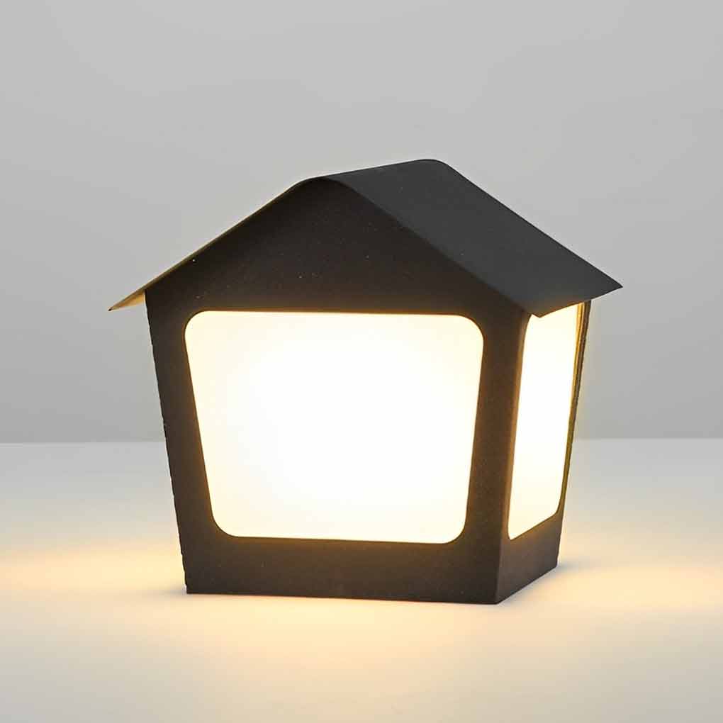 Cottage Shaped LED Waterproof Black Contemporary Solar Fence Post Lights Pillar Light, Outdoor Wall Light, detail 11