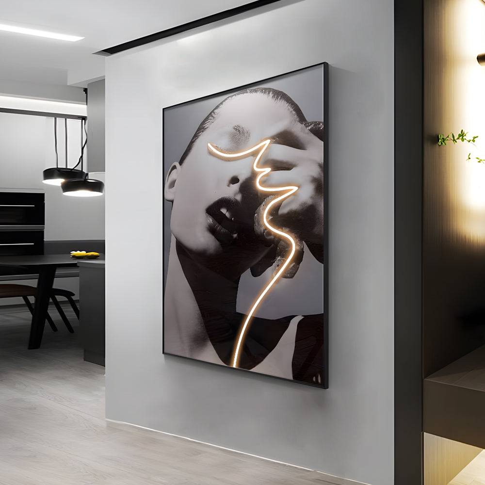 LED Crystal Porcelain Lady Profile Wall Painting, Bedroom Wall Sconce, detail 3