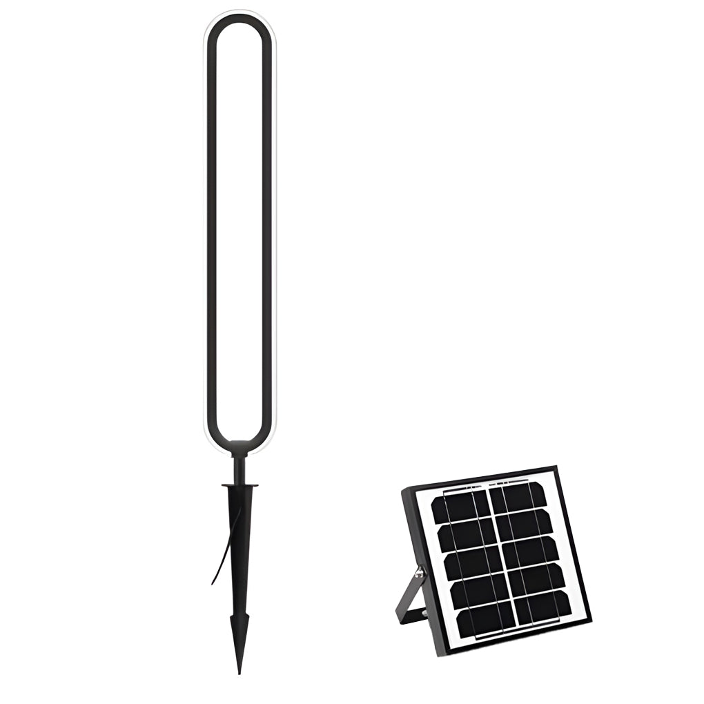 Clean-Lined Long Oval Ring Led Waterproof Black Contemporary Solar Lights Exterior, Outdoor Wall Light, detail 13