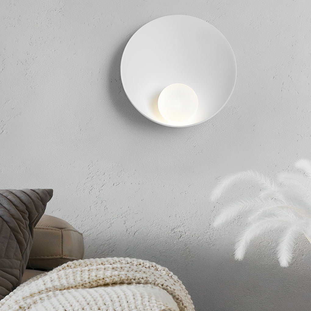 Circular Creative Resin Glass White Nordic Decorative Wall Fixtures Lighting, Bedroom Wall Sconce, detail 4