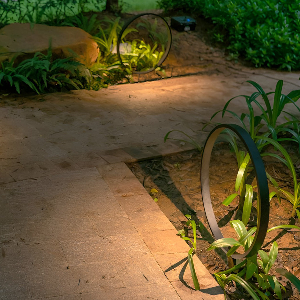 Clean-Lined Circle Design Waterproof LED Black Contemporary Pathway Lights, Outdoor Wall Light, detail 2