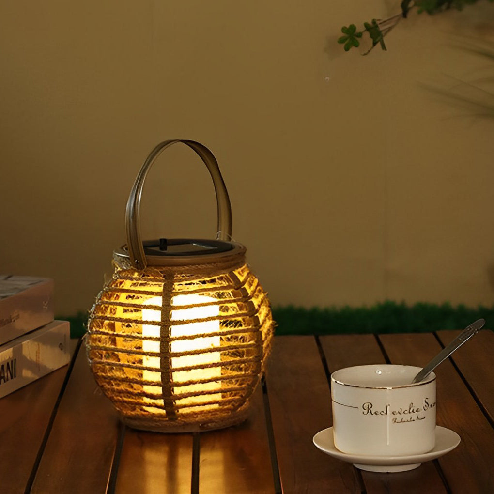 Waterproof LED Rattan Portable Contemporary Exterior Solar Lanterns Garden Lamp, Outdoor Wall Light, detail 2