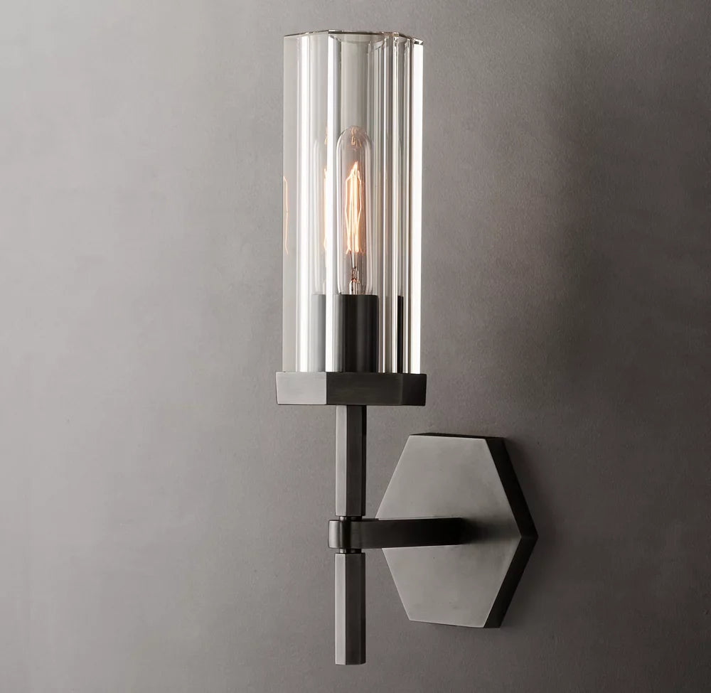 Lambeth Hexagonal Wall Light, Bathroom Wall Sconce, detail 3