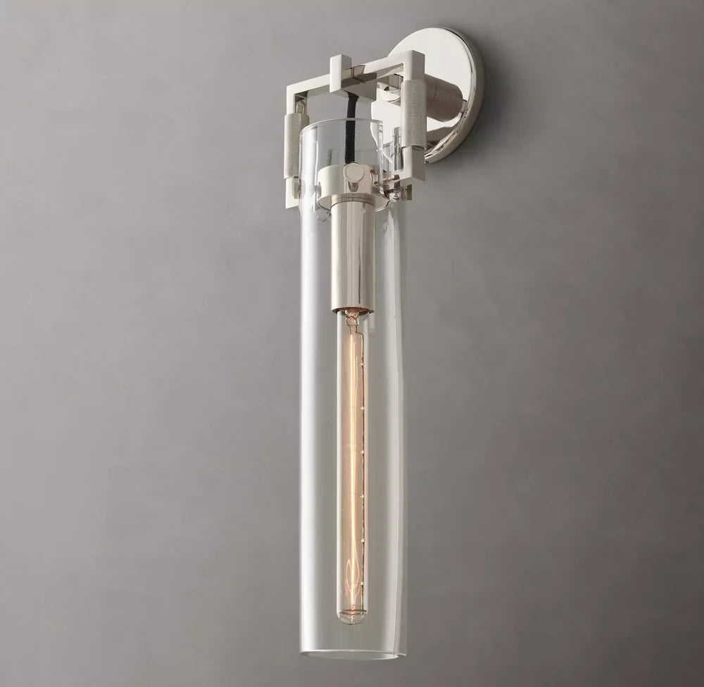 Machinist Glass Cylinder Wall Light 16", Bathroom Wall Sconce, detail 11