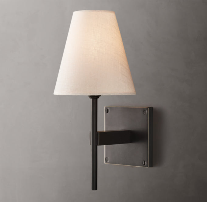 Fulham Linen Shade Wall Light, Bathroom Wall Sconce, detail 15