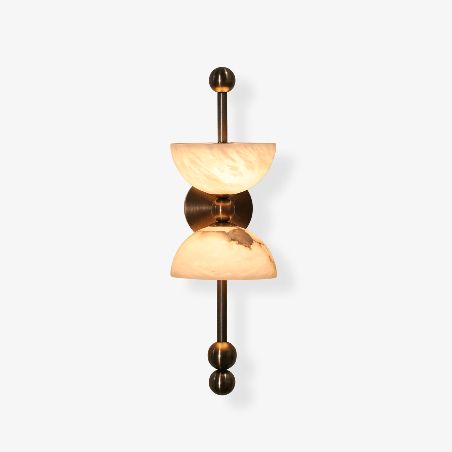 Duo Alabaster Wall Light, Hardwired Wall Sconce, Metal, Dia 15cm x H 43.5cm