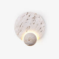 Luna Travertine Wall Light - Dia 22cm x H 26cm Metal, Hardwired Wall Sconce