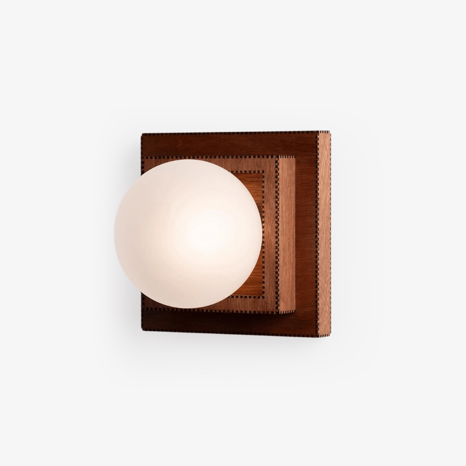 Wood Layered Globe Wall Light, Hardwired Wall Sconce, detail 12