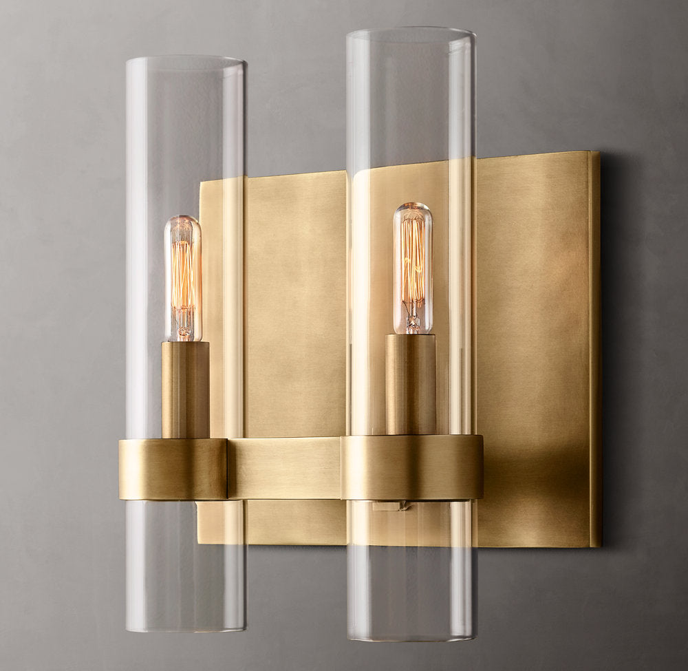 Ravelle Double Wall Light, Bathroom Wall Sconce, 5"D x 12"H