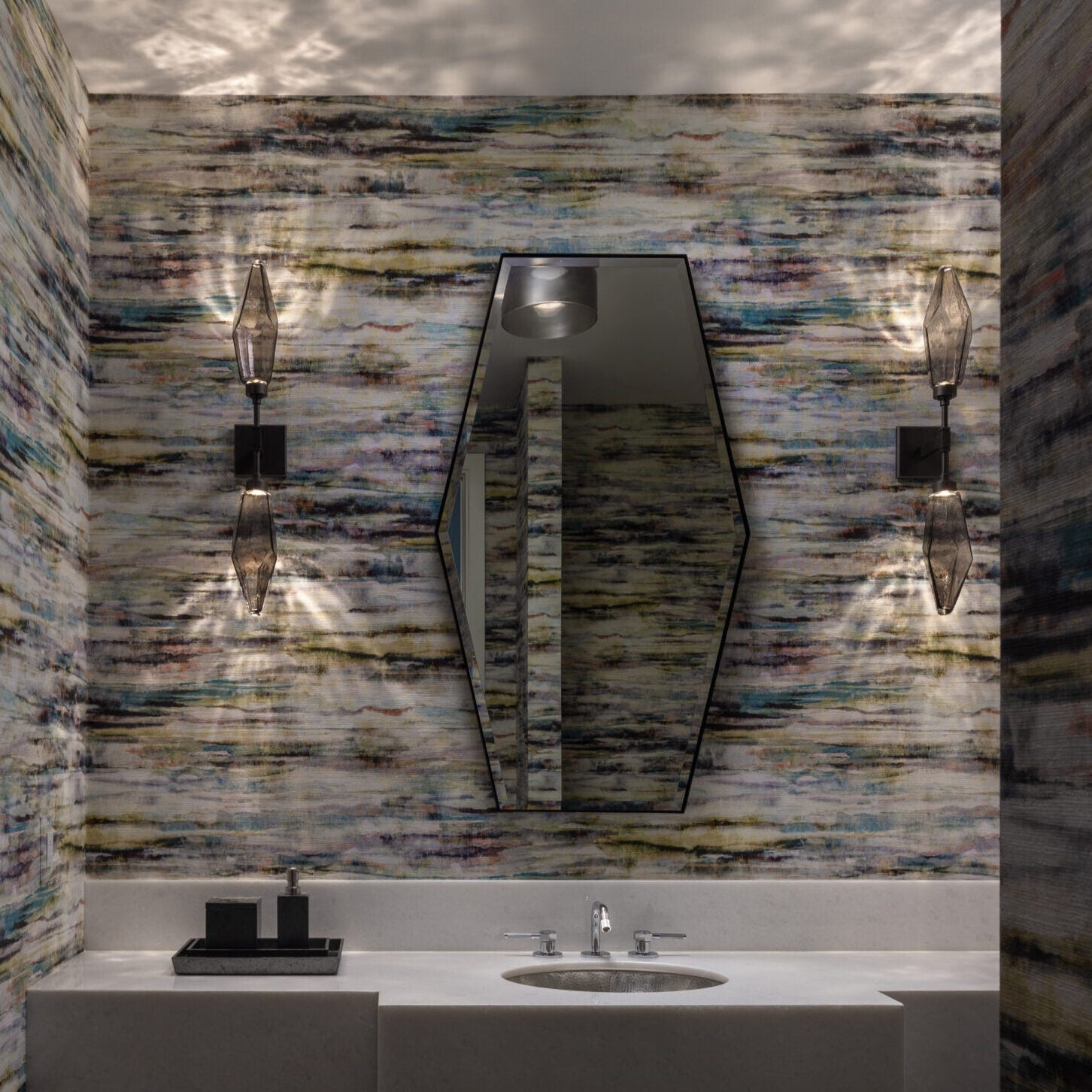 Rocast Crystal Double Wall Light, Bedroom Wall Sconce, detail 2