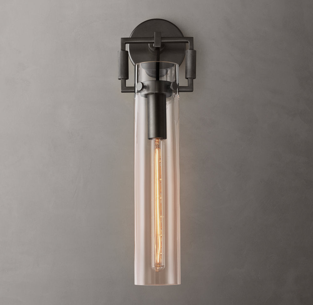 Machinist Glass Cylinder Wall Light 16", Bathroom Wall Sconce, detail 9