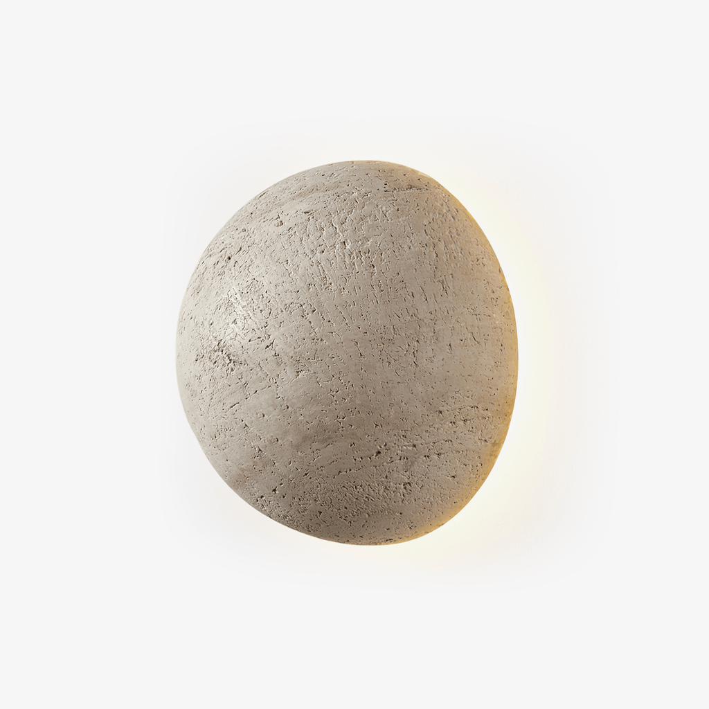 Pebble Stone Wall Light, Hardwired Wall Sconce, Yellow Travertine, Dia 30cm x H 17cm