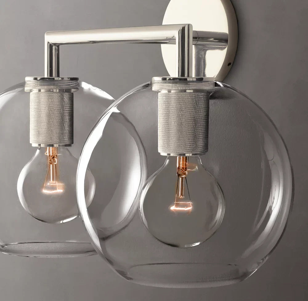 Utilitaire Globe Shade Double Wall Light, Bathroom Wall Sconce, detail 13