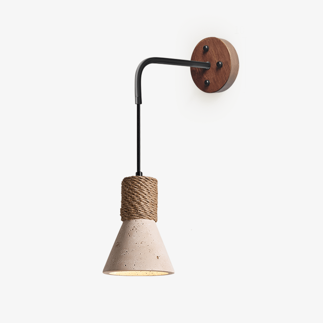 Rope Stone Cone Wall Light, Hardwired Wall Sconce, Metal, Dia 12cm x H 17cm